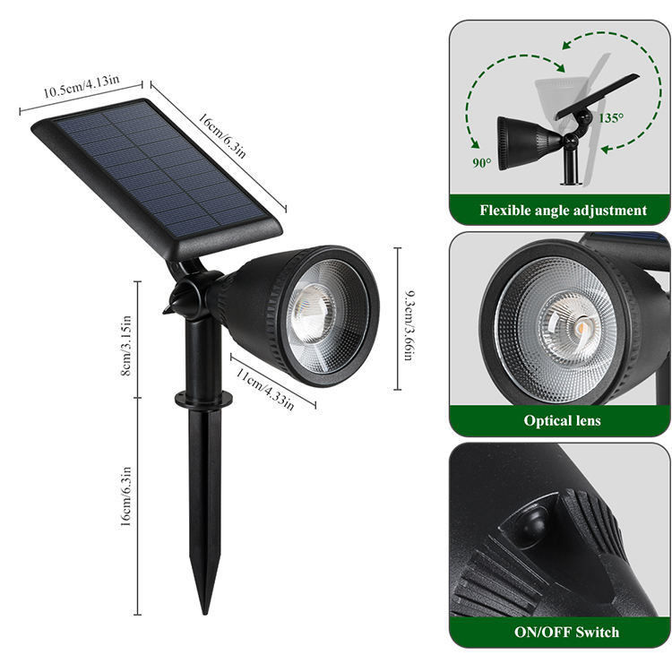 Wasserdichtes Led Lawn Spike Solar Spot Licht für Garten drahtloses Außenhof Landschaft