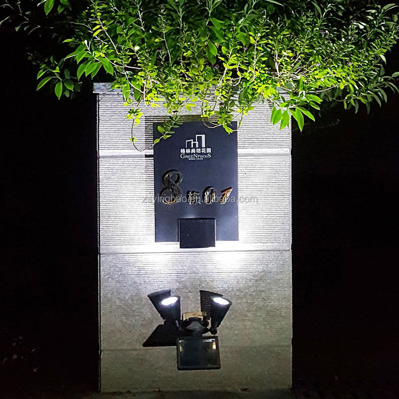 Solarenergie-betriebene Doppelkopf-Upgraded-Doppel-Spiegellampen 12 LED-Außengartenlicht