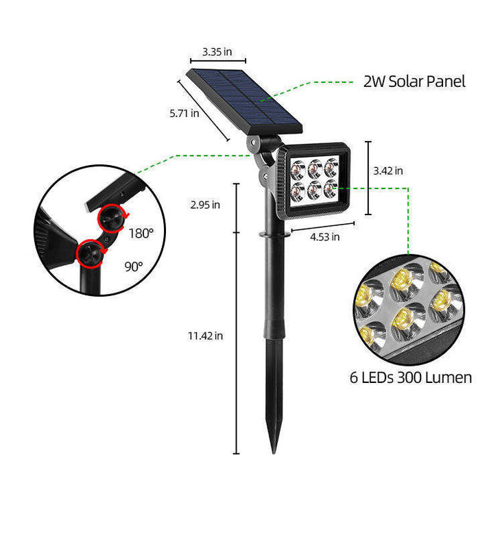 Außen Solar Gartenlicht Landschaft LED-Grasenlampe mit und verstellbar Wasserdicht IP65