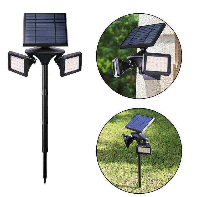 1- ABS PC Solar Aluminium Doppelkopf Gartenleuchten für hervorragende Außenbeleuchtung