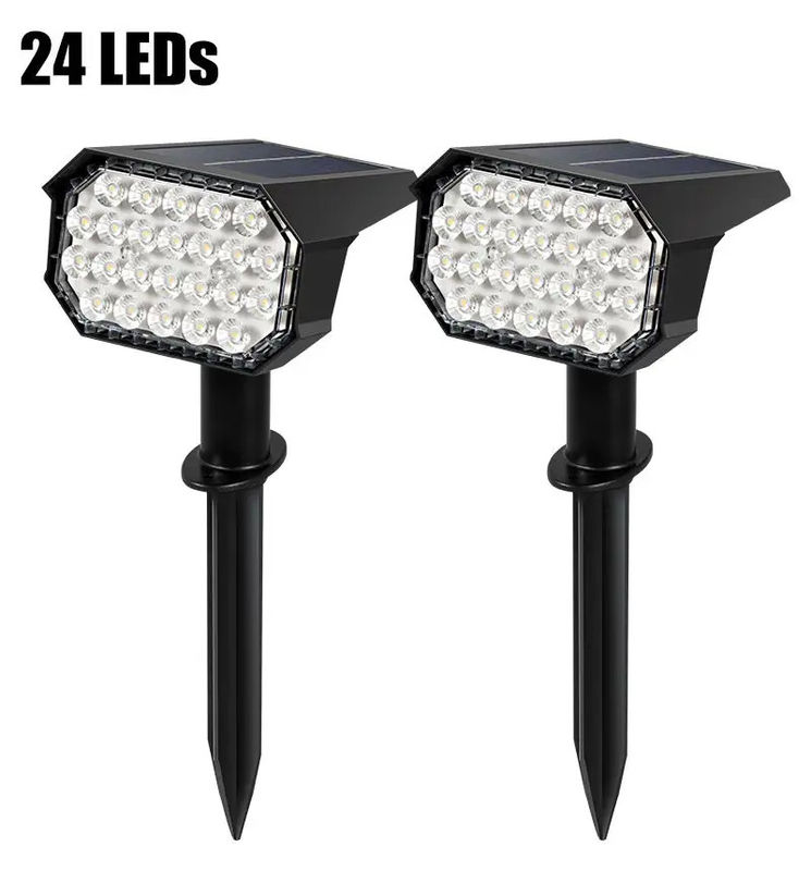24 LEDs Solar Led Straßenleuchte Lampe für Pfad Hof Landschaft Rasen Spike Wand