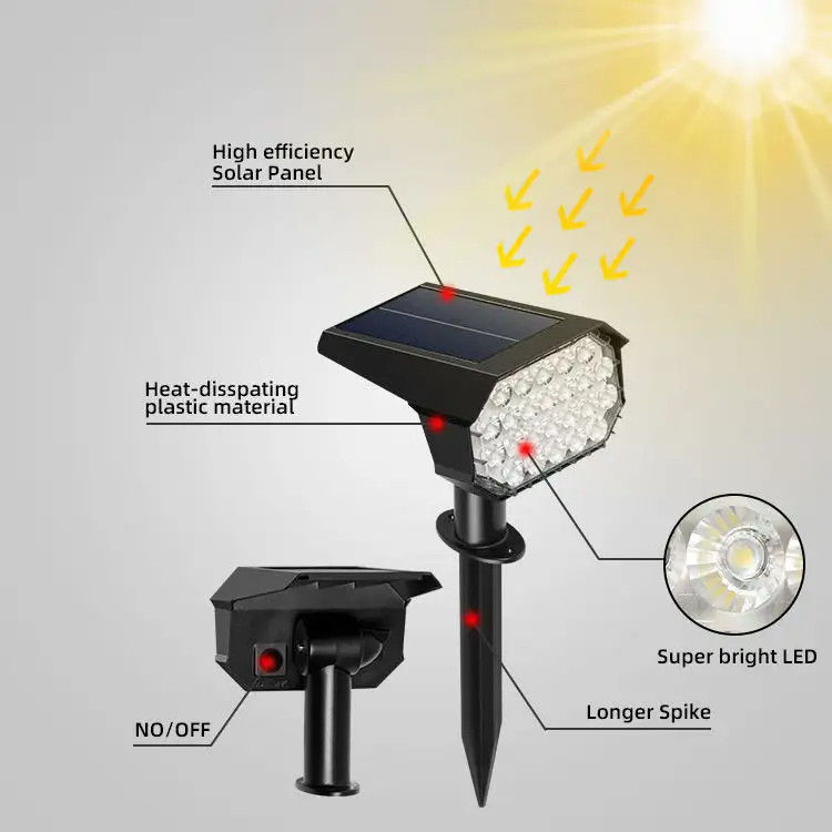 24 LEDs Solar Led Straßenleuchte Lampe für Pfad Hof Landschaft Rasen Spike Wand