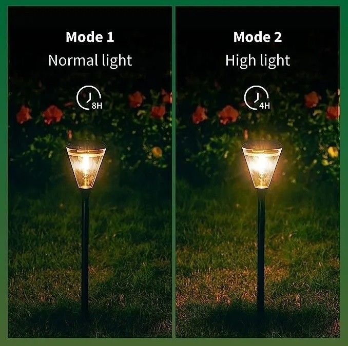 80 Ra Farbwiedergabeindex Außen Solarenergie Warm Weiß 2 Modus LED Gartenweg Rasenleuchten