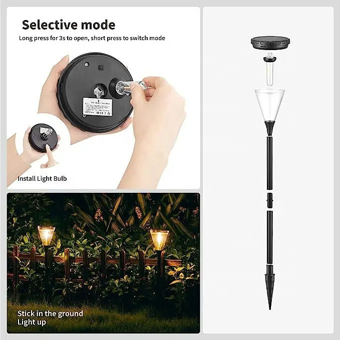 80 Ra Farbwiedergabeindex Außen Solarenergie Warm Weiß 2 Modus LED Gartenweg Rasenleuchten