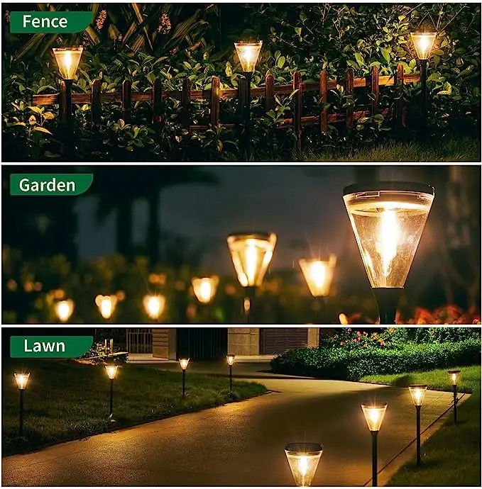 80 Ra Farbwiedergabeindex Außen Solarenergie Warm Weiß 2 Modus LED Gartenweg Rasenleuchten