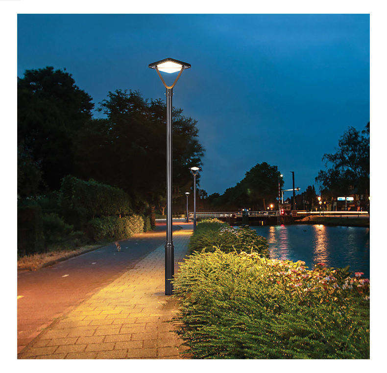 Square Plaza Solar Garden Light mit Anpassungsmöglichkeiten und hoher Farbtemperatur