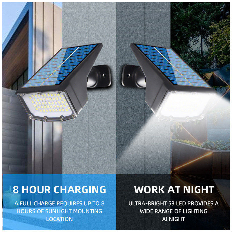 Solarbetriebene 53 Led-Gartenleuchten Ip65 Wasserdichtes Außengraslicht mit CRI Ra 80