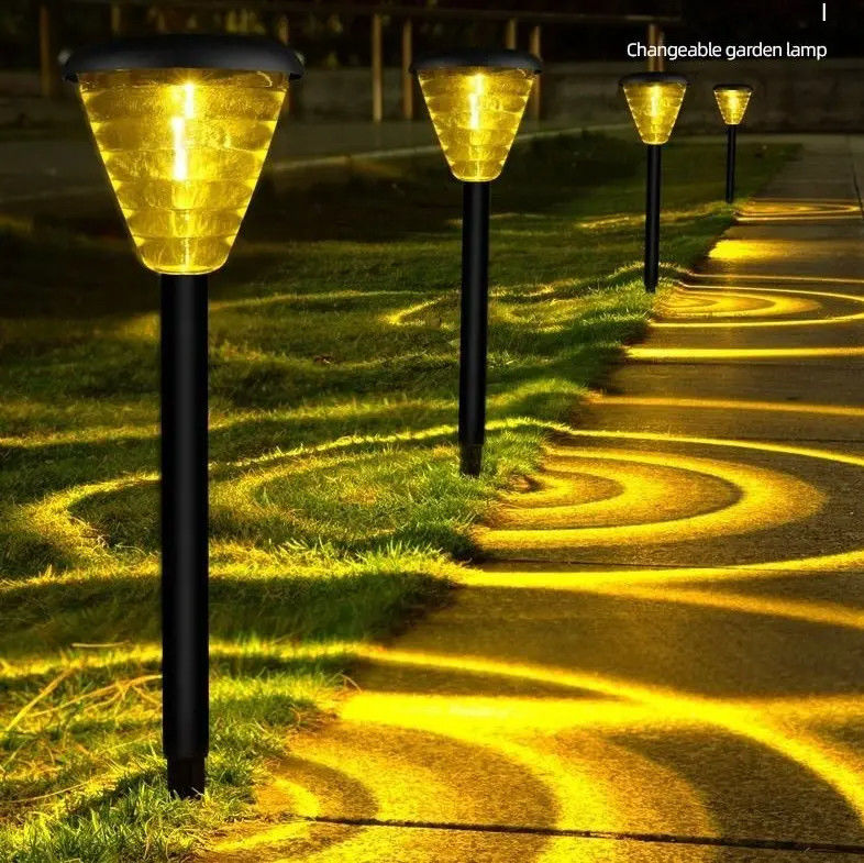 Mehrfarbige LED-Solargartenleuchten für Pfadgartenleuchten im Landschaftsdesign