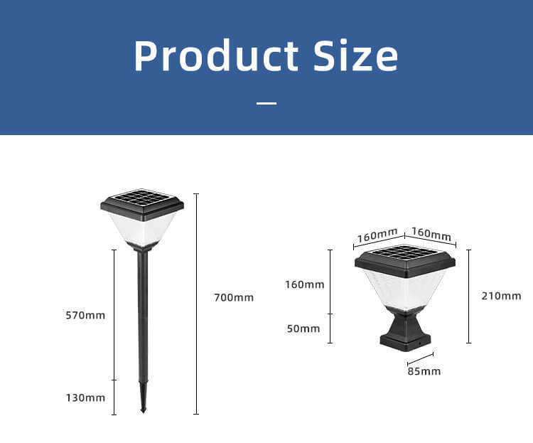 Außenwasserdicht IP65 Post Beleuchtung Garten Spike Led Gate Solar Säule Licht mit ABS