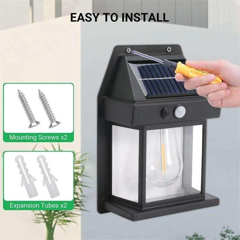80lm/w Innenhof Garten Dekoration Wasserdichte Solarwandlampe mit Bewegungssensor