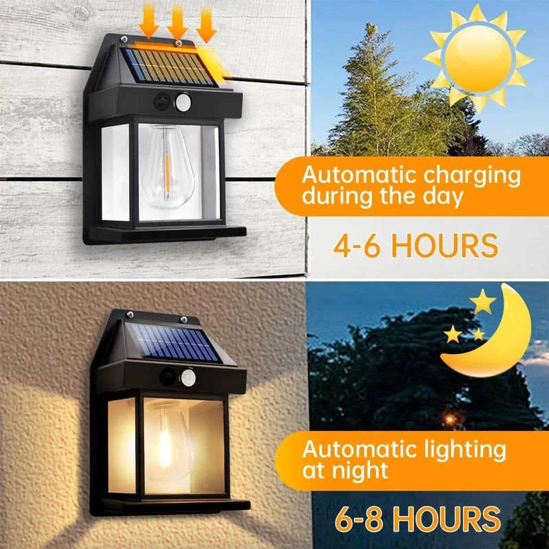 80lm/w Innenhof Garten Dekoration Wasserdichte Solarwandlampe mit Bewegungssensor