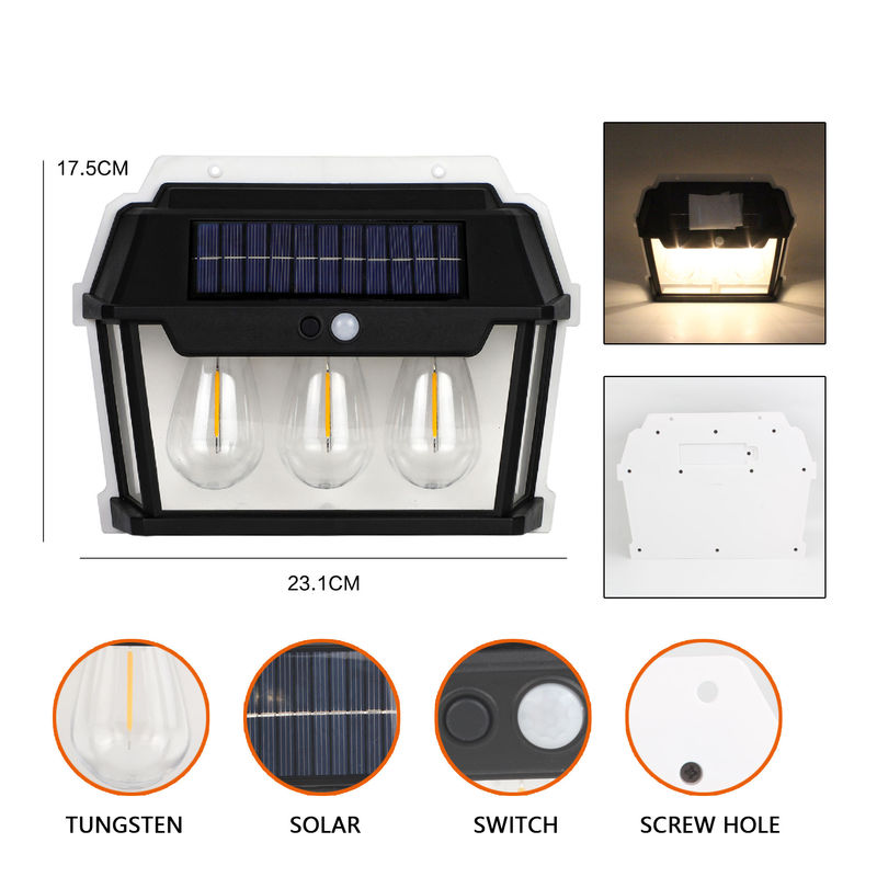 Anpassbares Licht aus drei Lichtquellen Solarladung Induktionswandhalterlicht für PC ABS