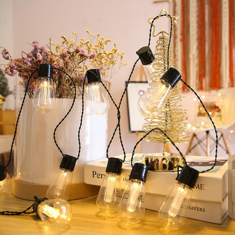 Solar-LED Edison Glühbirnen String Lichter für Weihnachtsdekorationen im Freien Terrasse 6lm 1-