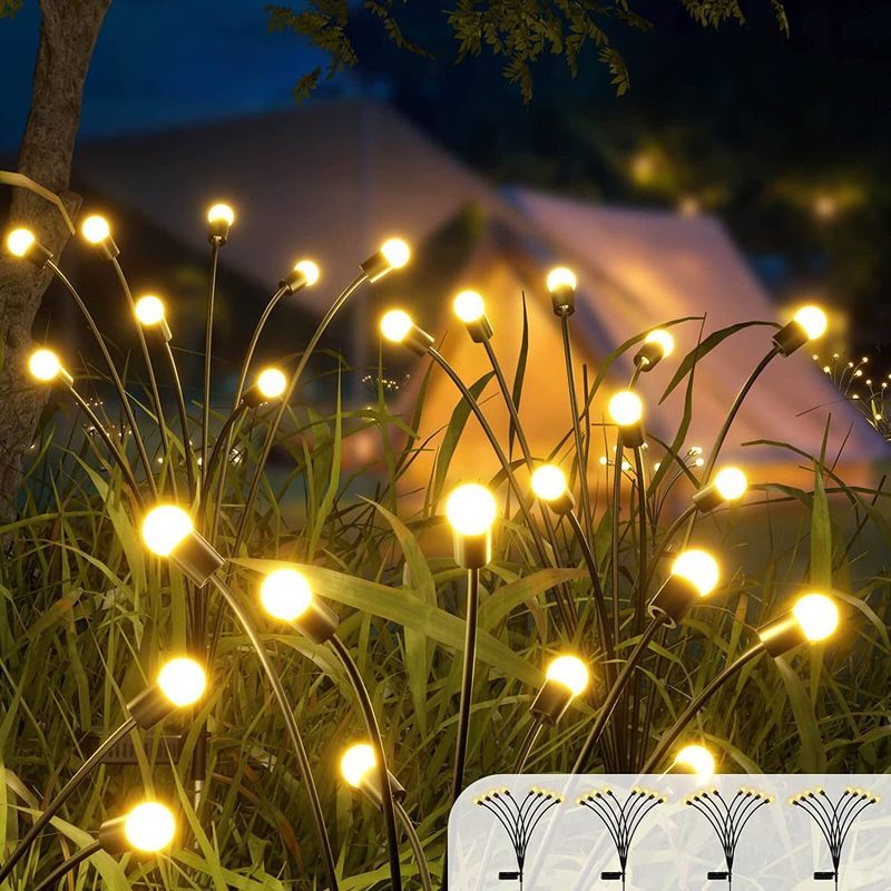 Led Solar-Powered Wind-Powered Swinging Feuerflutenlampe Garten Außen Rgb Feuerwerk Licht
