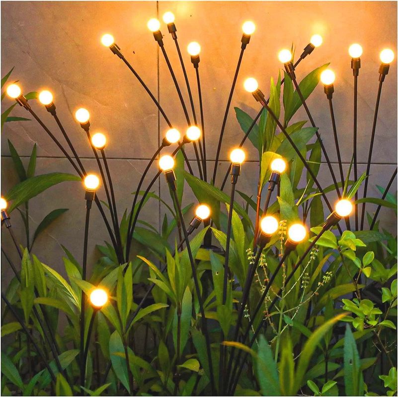 Led Solar-Powered Wind-Powered Swinging Feuerflutenlampe Garten Außen Rgb Feuerwerk Licht