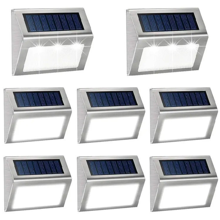 Außenlicht aus Edelstahl Solardeck für Balkon Garten Garten Zaun 3 LED-Pfadlicht