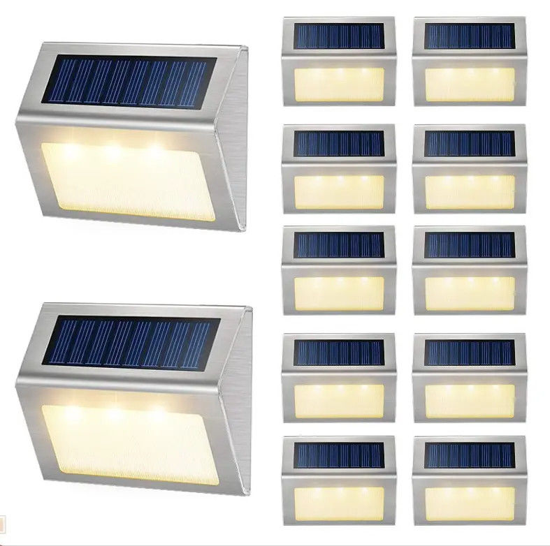 Außenlicht aus Edelstahl Solardeck für Balkon Garten Garten Zaun 3 LED-Pfadlicht