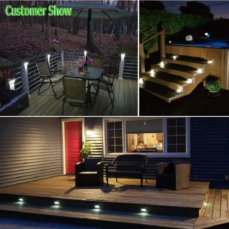 Außenlicht aus Edelstahl Solardeck für Balkon Garten Garten Zaun 3 LED-Pfadlicht
