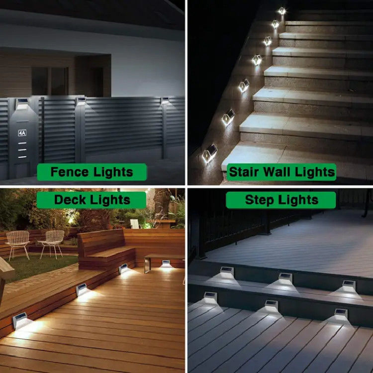 Außenlicht aus Edelstahl Solardeck für Balkon Garten Garten Zaun 3 LED-Pfadlicht