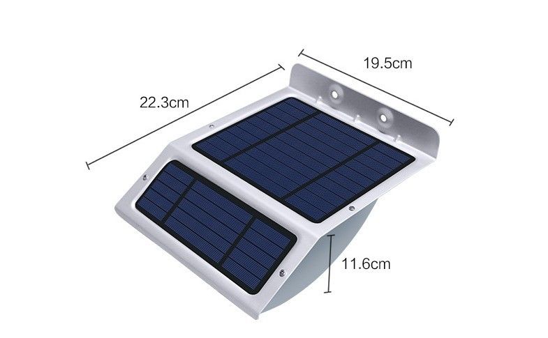 Solarbetriebene LED-Leuchte aus Edelstahl an der Wand für den Außenwerbemarkt