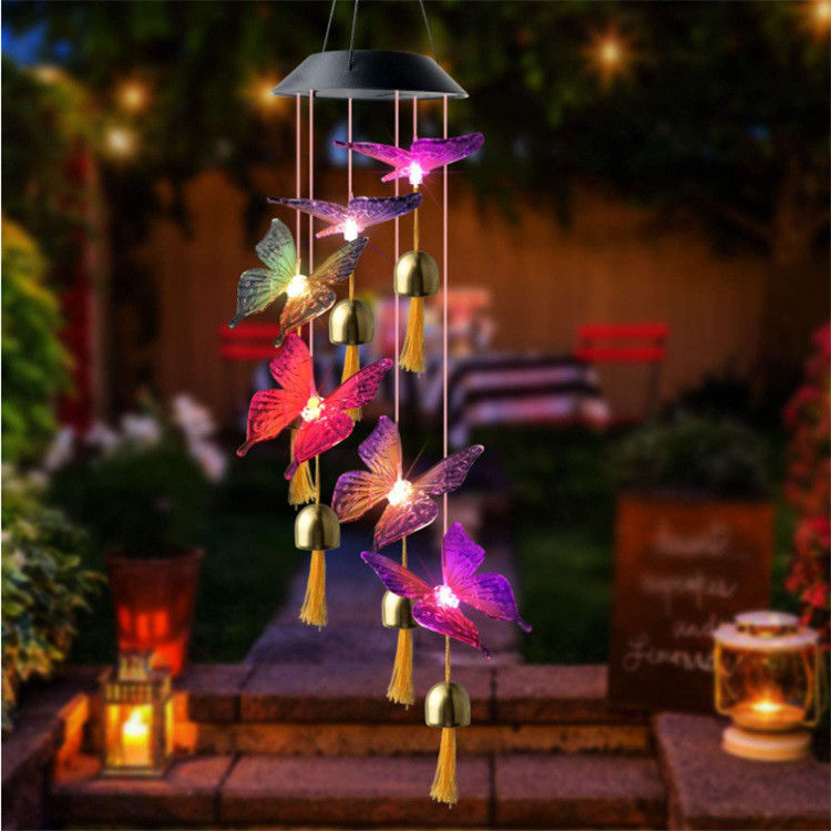 Garten Wind Glocke Lampe Solar Wind Klingeln Licht für anpassbare Innen-Schmetterling Dekor
