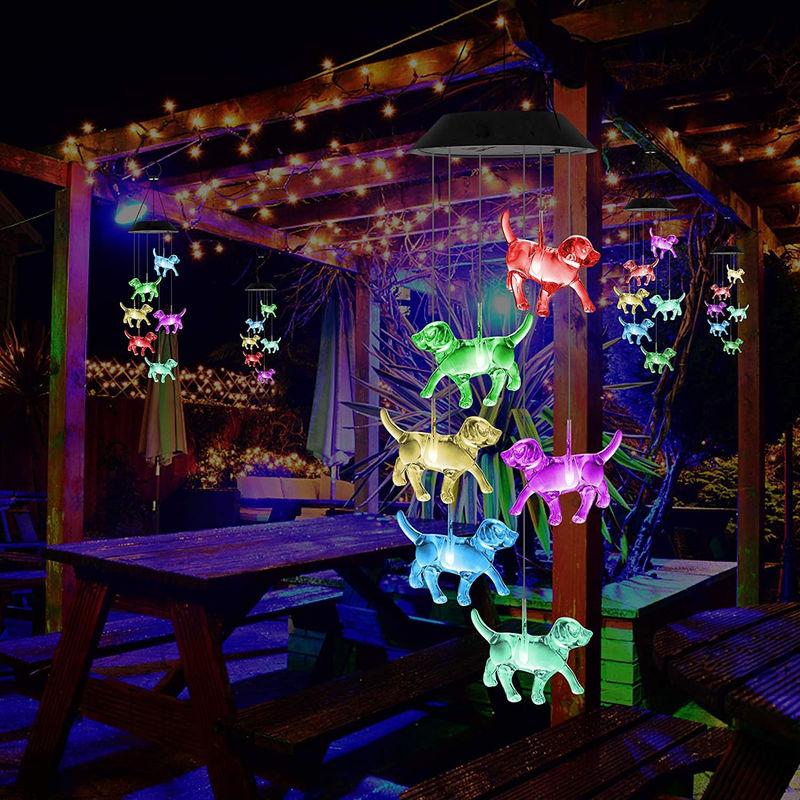 Solar Wind Klingeln Licht für anpassbare LED Indoor Welpen Home Dekor in bunten Garten