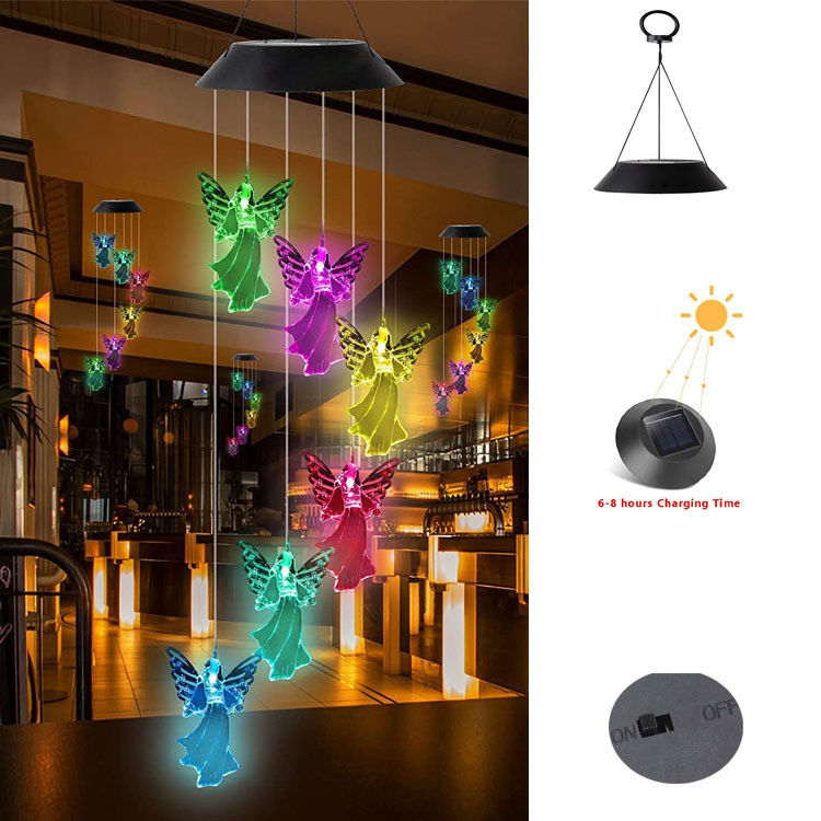 360° Strahlwinkel Farbenfrohe Engel Windschläger für den Außenbereich Sonnenlichter Märchen Garten Dekor
