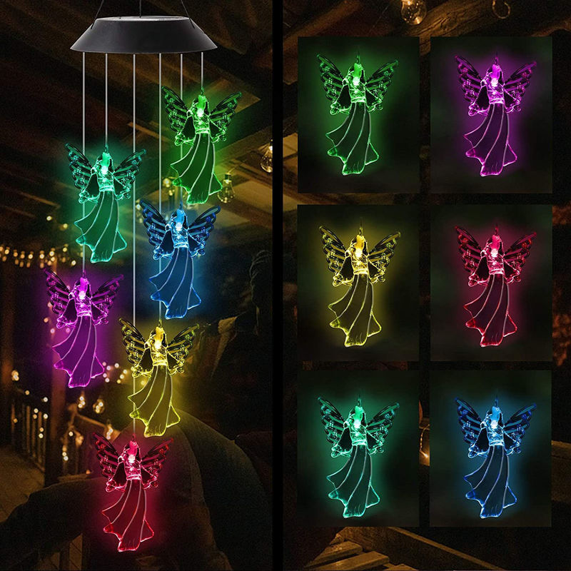 360° Strahlwinkel Farbenfrohe Engel Windschläger für den Außenbereich Sonnenlichter Märchen Garten Dekor