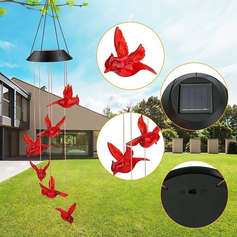 LED-Solar-Windschläger Wasserdichtes Kolibri Garten Glocke Licht für Außendekorationen
