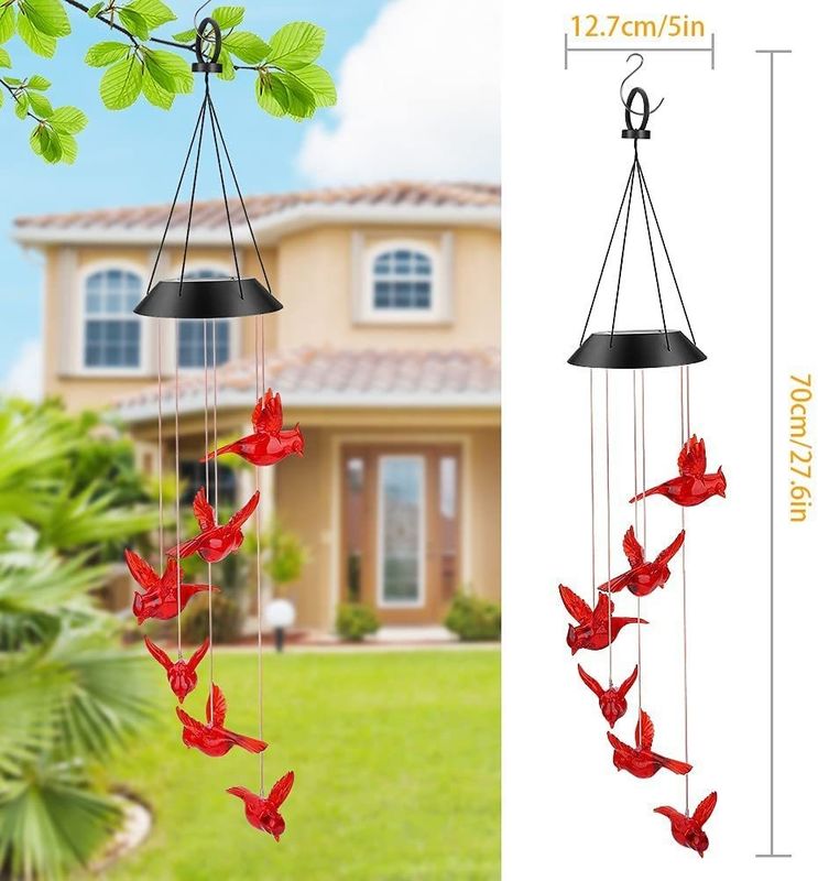 LED-Solar-Windschläger Wasserdichtes Kolibri Garten Glocke Licht für Außendekorationen