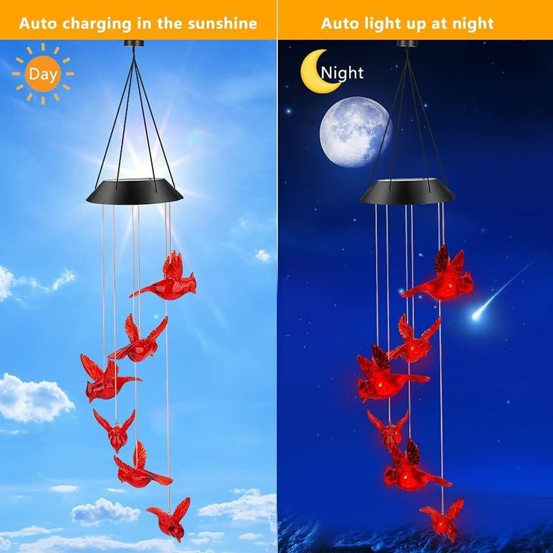 LED-Solar-Windschläger Wasserdichtes Kolibri Garten Glocke Licht für Außendekorationen