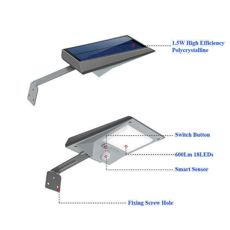 Solar-Wandlicht Superhell LED Außen moderner Bewegungssensor Wasserdicht