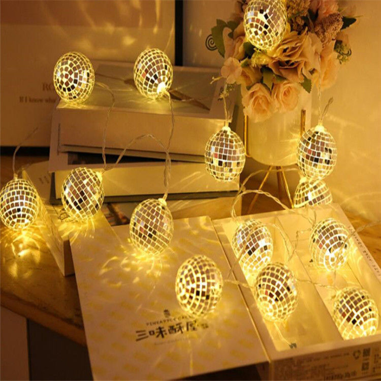 Silberne Spiegelkugel LED-Stringlampe für Weihnachtsfeier Dekoration Zuhause Innenzimmer