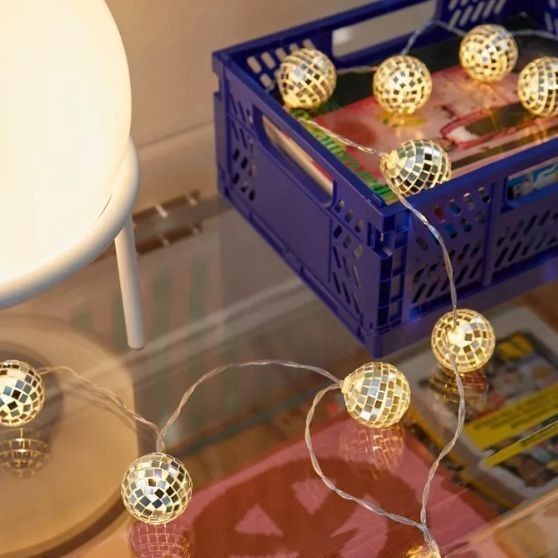 Silberne Spiegelkugel LED-Stringlampe für Weihnachtsfeier Dekoration Zuhause Innenzimmer