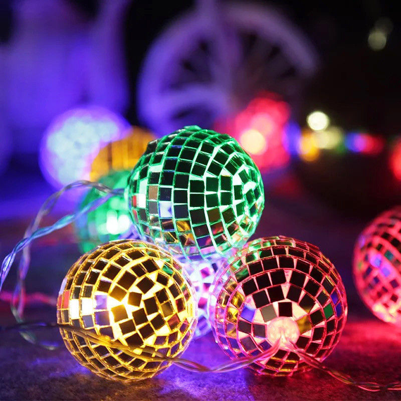 Silberne Spiegelkugel LED-Stringlampe für Weihnachtsfeier Dekoration Zuhause Innenzimmer