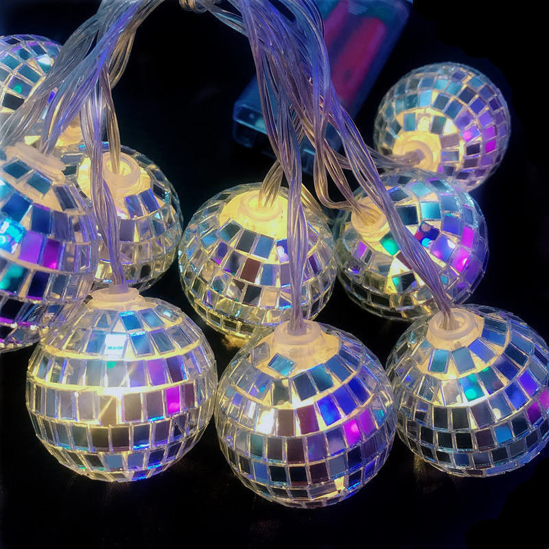 Silberne Spiegelkugel LED-Stringlampe für Weihnachtsfeier Dekoration Zuhause Innenzimmer