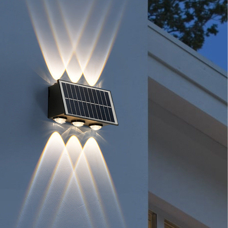 Moderne Solarwandleuchte für wasserdichte Gartendekoration Zuhause Nachtlicht LED Außen