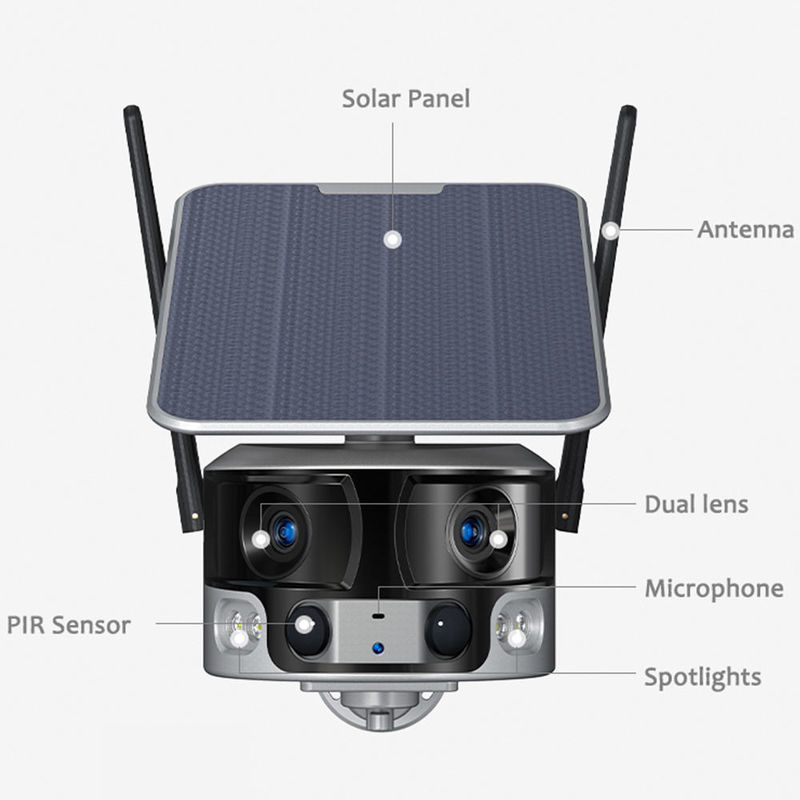 Acht Millionen Horizontale Artikulation Außen Solarkamera WLAN Doppelobjektiv CCTV-Kamera