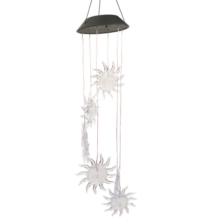 Solarbetriebene Windschalllampe LED Farbänderung Außenlampe für Garten ABS Material