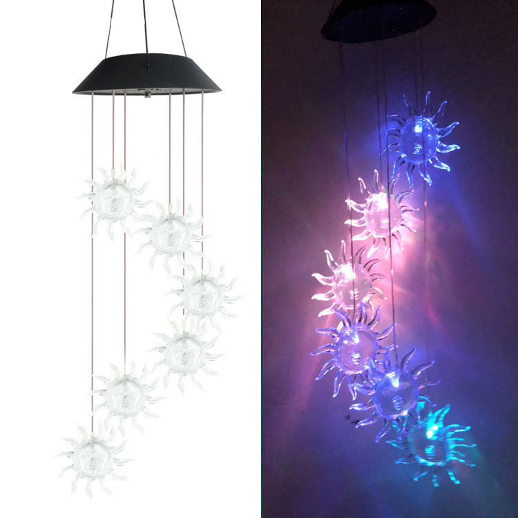 Solarbetriebene Windschalllampe LED Farbänderung Außenlampe für Garten ABS Material