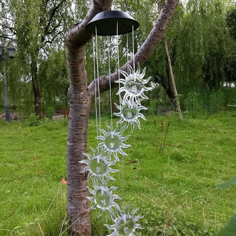 Solarbetriebene Windschalllampe LED Farbänderung Außenlampe für Garten ABS Material