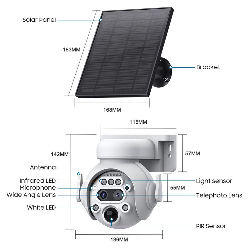 GSM 4G SIM-Karte IP66 Solarbetriebene Batterie Sicherheit IR PIR Solarbetriebene IP-Kamera