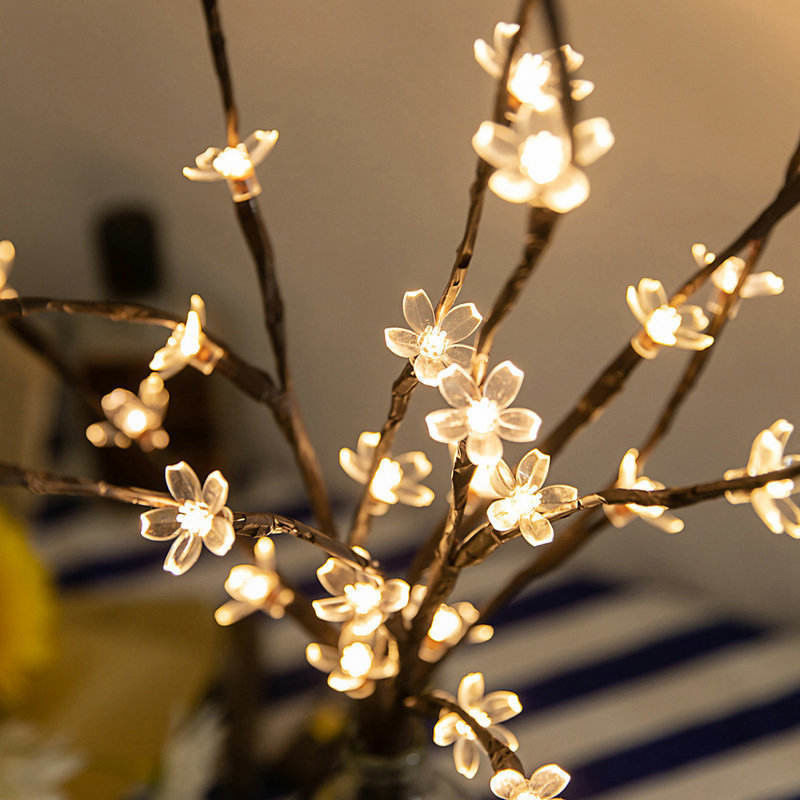 Innenraum 36cm 24 Glühbirnen Batterie Weihnachtsstern Heimdekor Led Kirschblume Tischplatte Bonsai Baum Feenlicht