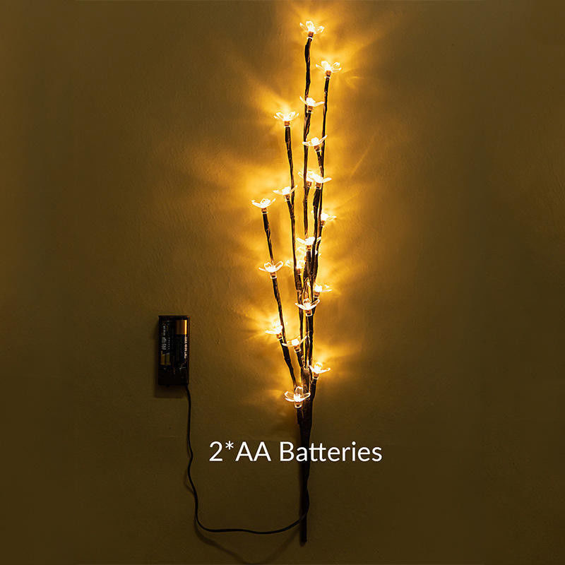 Innenraum 36cm 24 Glühbirnen Batterie Weihnachtsstern Heimdekor Led Kirschblume Tischplatte Bonsai Baum Feenlicht