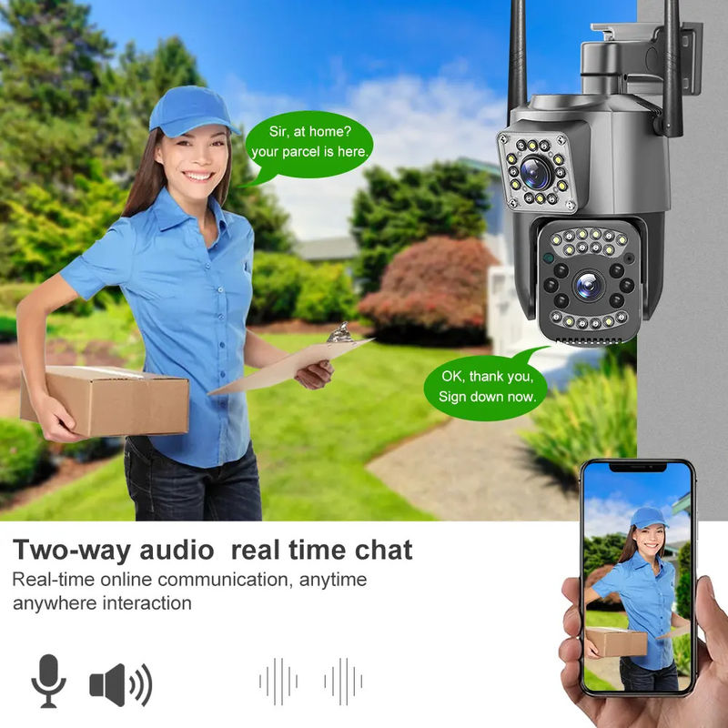 4MP drahtlose IP-Sicherheit Dual Lens 4G Kugel PTZ Kamera V380 Kugel 3,5 Zoll Schwarz