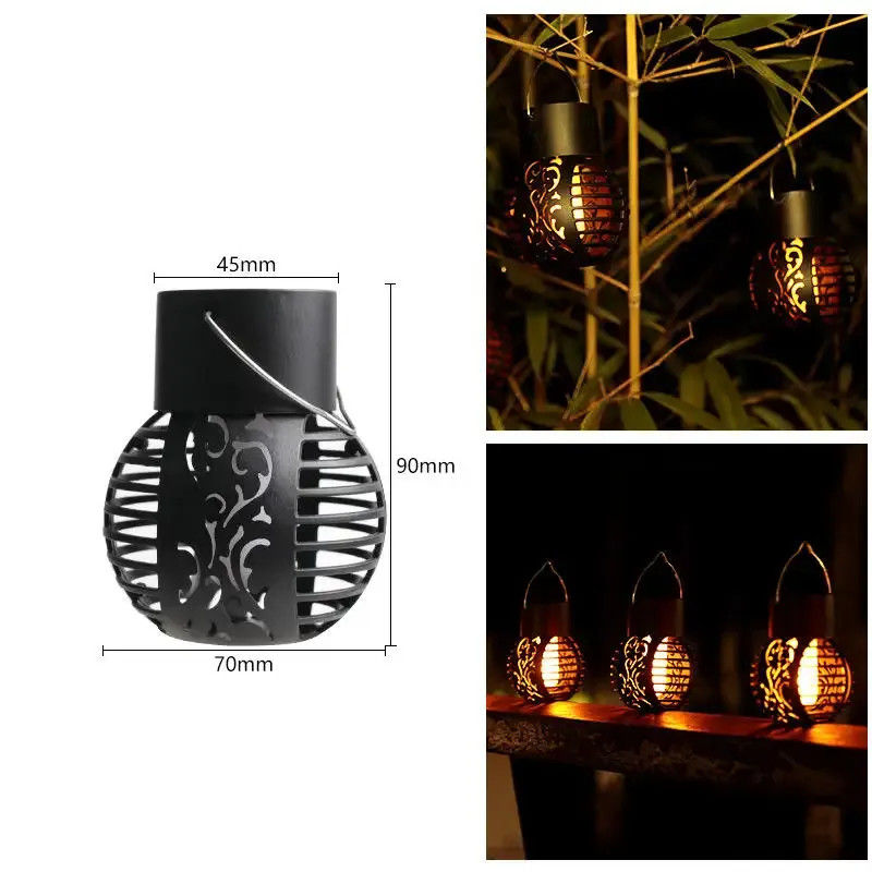 LED-Solarlicht für Garten-Landschaftsdekoration Metall-Eisen-Hängeleuchten-Flammenlampe