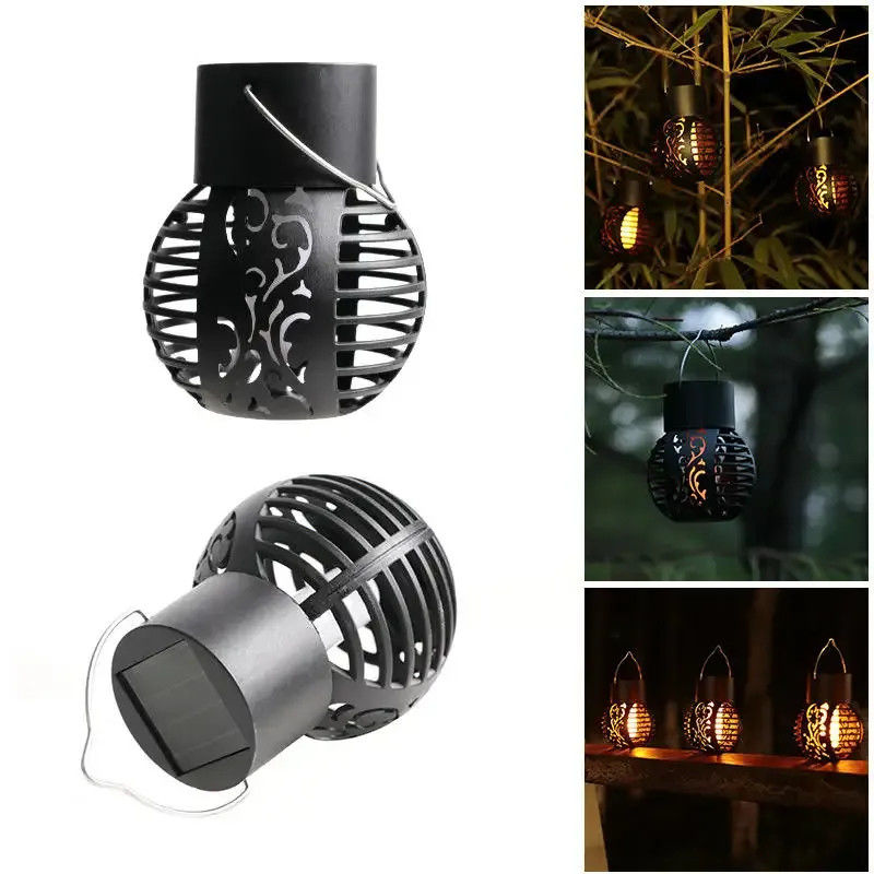LED-Solarlicht für Garten-Landschaftsdekoration Metall-Eisen-Hängeleuchten-Flammenlampe
