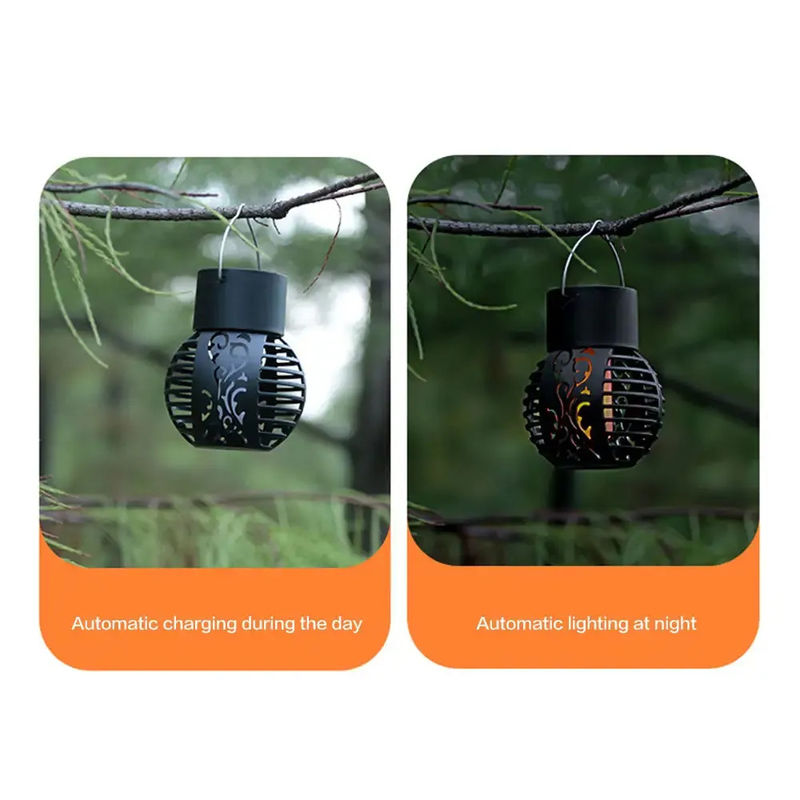 LED-Solarlicht für Garten-Landschaftsdekoration Metall-Eisen-Hängeleuchten-Flammenlampe