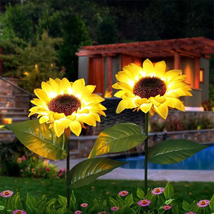 Sonnenlampe Wasserdichte Garten Dekorations Sonnenblumen Sonnenlampen für Hinterhof Patio Weg