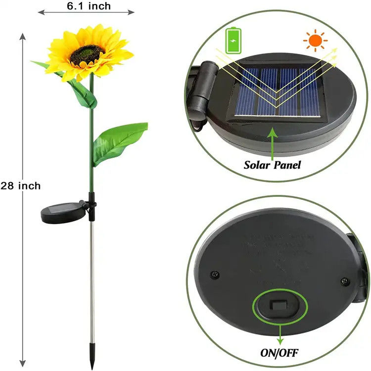 Sonnenlampe Wasserdichte Garten Dekorations Sonnenblumen Sonnenlampen für Hinterhof Patio Weg